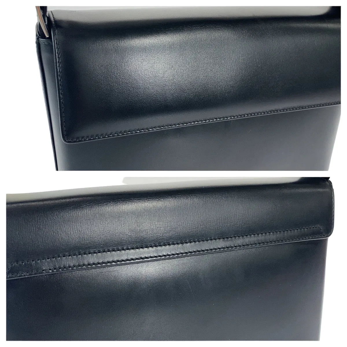 Salvatore Ferragamo Shoulder Bag leather Black SilverMetal Shoulder Bag Vala Women Used