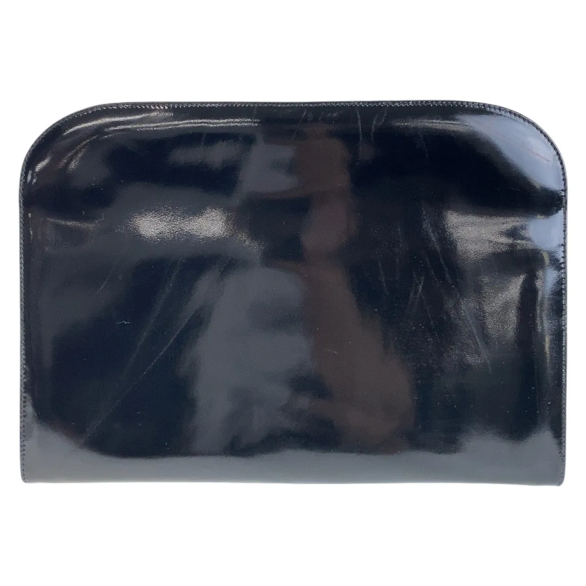 Salvatore Ferragamo Shoulder Bag Patent leather Black GoldMetal Shoulder Bag Clutch Bag Gancini Women Used