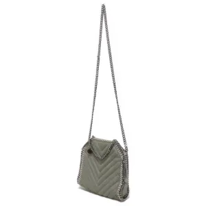 Stella McCartney Shoulder Bag 391698 W8859 1220  polyester gray Quilting Chain 2WAY Chevron Farabella Tiny Tote Women Used