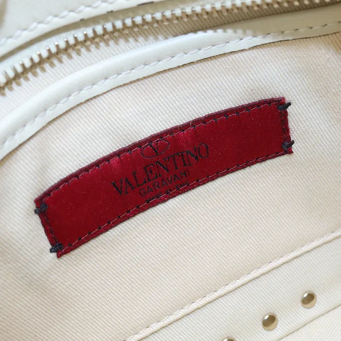 VALENTINO Small Shoulder Bag Rock studs Diagonal Calfskin white Women