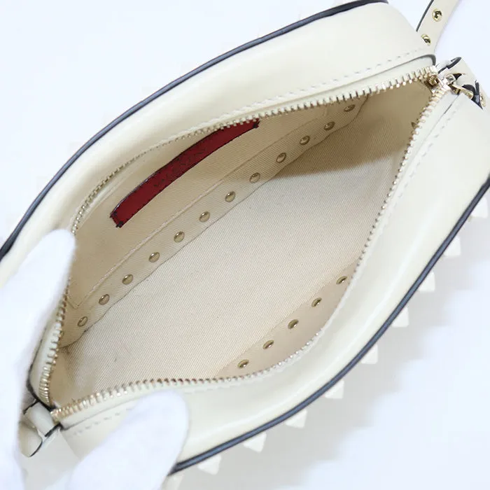 VALENTINO Small Shoulder Bag Rock studs Diagonal Calfskin white Women