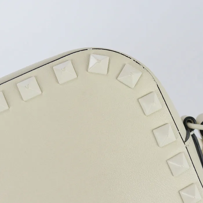 VALENTINO Small Shoulder Bag Rock studs Diagonal Calfskin white Women