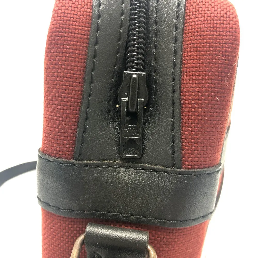 YVES SAINT LAURENT Shoulder Bag Canvas / leather Red logo Shoulder bag/logo unisex(Unisex) Used
