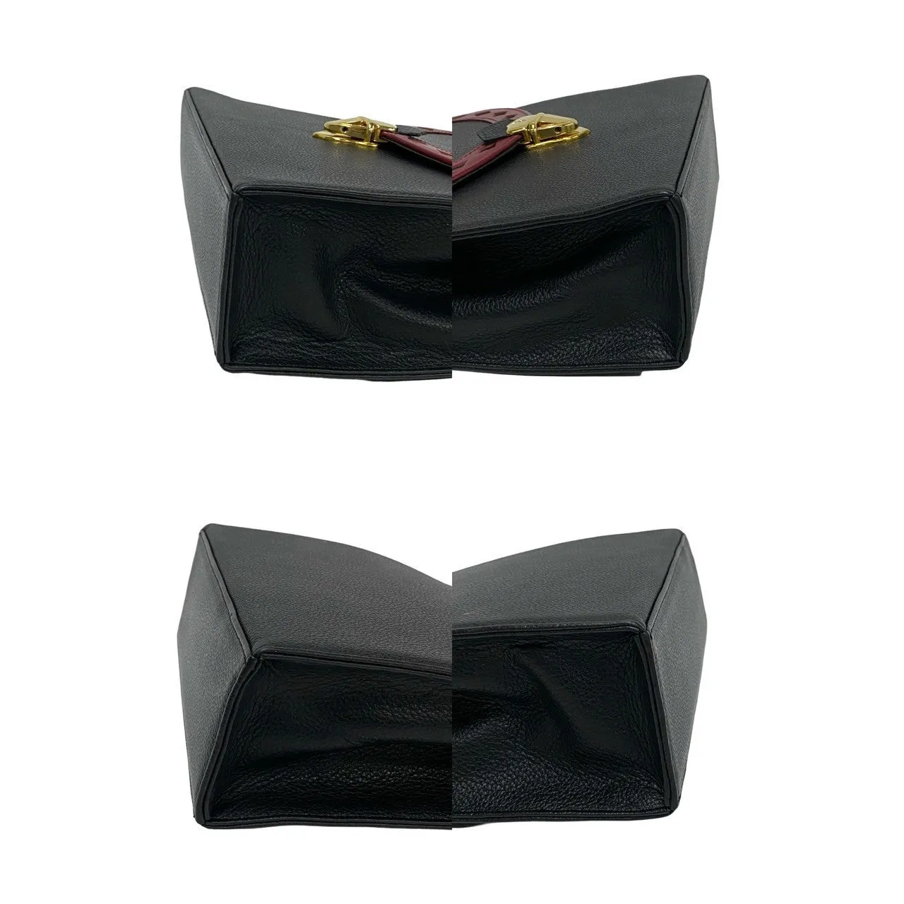 YVES SAINT LAURENT Shoulder Bag leather black YSL logo cut-out perforated leather Women Used