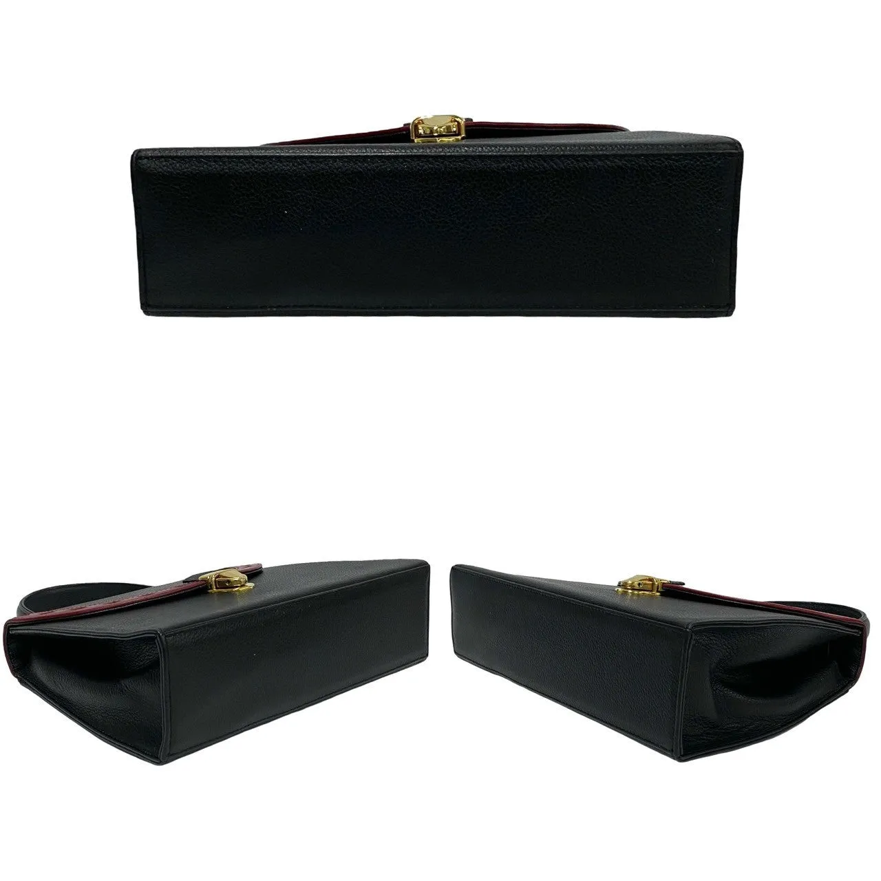 YVES SAINT LAURENT Shoulder Bag leather black YSL logo cut-out perforated leather Women Used