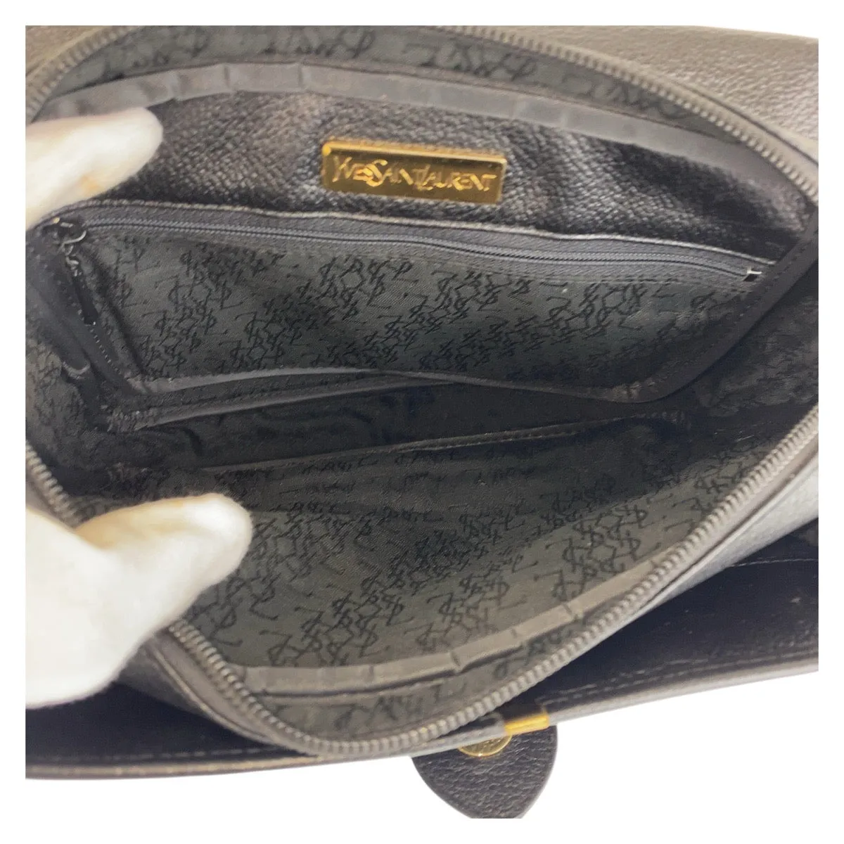 Yves Saint Laurent Shoulder Bag leather black YSL