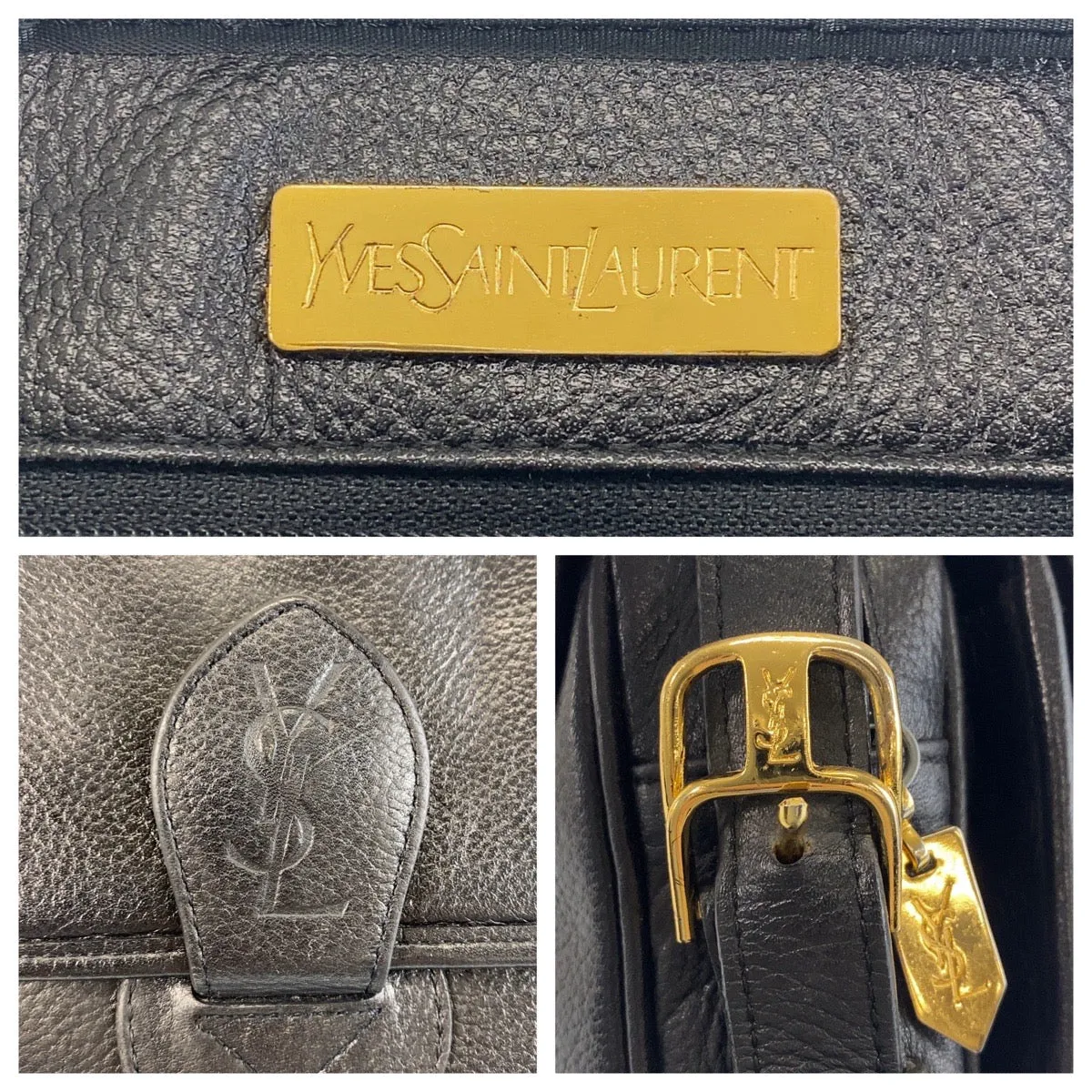 Yves Saint Laurent Shoulder Bag leather black YSL
